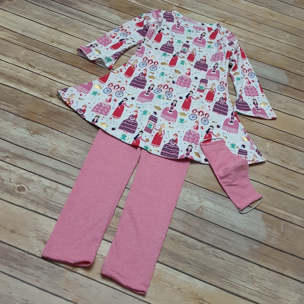 3 pcs. girls dress, leggings, facemask sz. 8